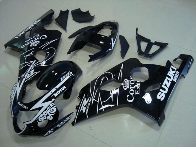 Descuento Carenados Moto Suzuki GSXR 750 2004-2005 - Negro Brillante Blanco Corona Extra Motul