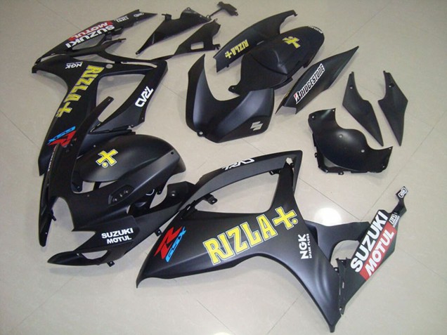 Descuento Carenados Moto Suzuki GSXR 750 2006-2007 - Negro Mate Amarillo Rizla Motul