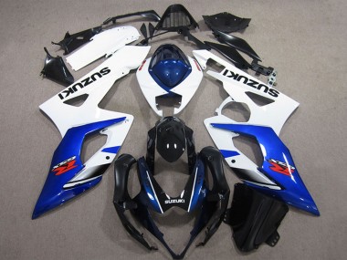 Descuento Carenado Moto Suzuki GSXR 1000 2005-2006 - Blanco Azul Negro Brillante