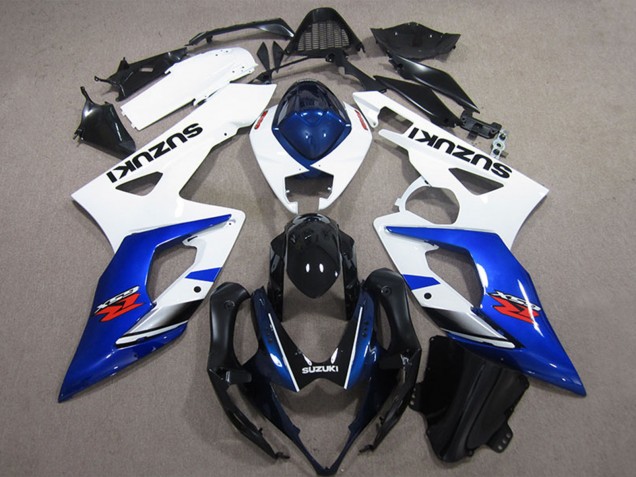 Descuento Carenado Moto Suzuki GSXR 1000 2005-2006 - Blanco Azul Negro Brillante