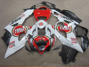 Descuento Carenados Moto Suzuki GSXR 1000 2005-2006 - Blanco Rojo Lucky Strike Motul