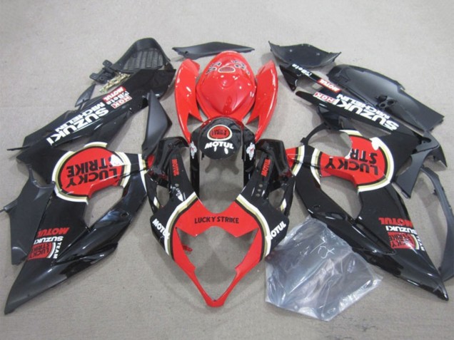Descuento Carenados Moto Suzuki GSXR 1000 2005-2006 - Negro Rojo Lucky Strike Motul
