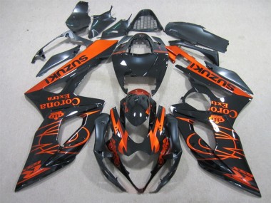 Descuento Carenados Moto Suzuki GSXR 1000 2005-2006 - Negro Brillante Naranja Corona Extra