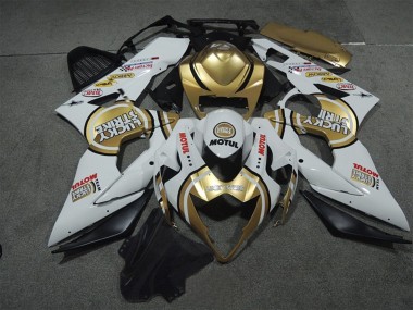 Descuento Carenados Moto Suzuki GSXR 1000 2005-2006 - Blanco Oro Lucky Strike Motul