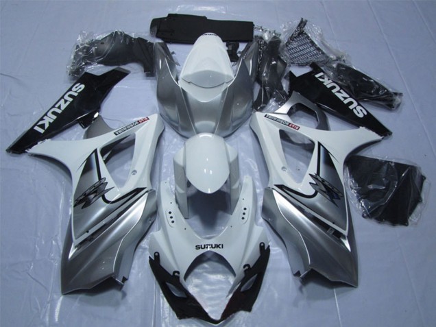 Descuento Carenado Moto Suzuki GSXR 1000 2007-2008 - Blanco Plata Negro