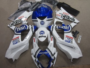 Descuento Carenados Moto Suzuki GSXR 1000 2007-2008 - Blanco Azul Lucky Strike Rojo Motul
