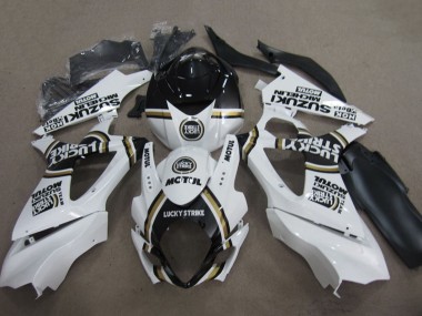 Descuento Carenado Moto Suzuki GSXR 1000 2007-2008 - Blanco Negro Lucky Strike Motul