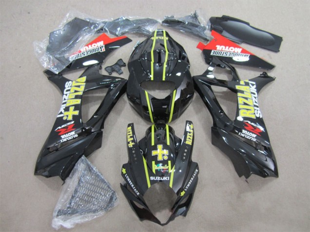 Descuento Carenados Moto Suzuki GSXR 1000 2007-2008 - Negro Brillante Amarillo Rojo Rizla