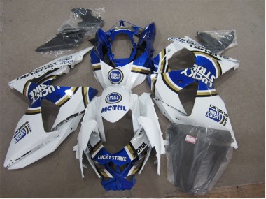 Descuento Carenados Moto Suzuki GSXR 1000 2009-2016 - Blanco Azul Lucky Strike Motul