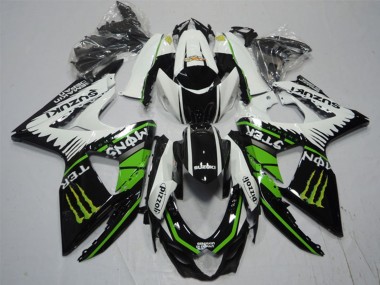 Descuento Carenados Moto Suzuki GSXR 1000 2009-2016 - Blanco Verde Monstruo Negro Pizzoli