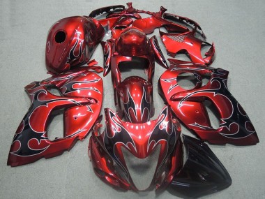 Descuento Carenados Moto Suzuki GSXR 1300 Hayabusa 2008-2020 - Rojo Negro Llama