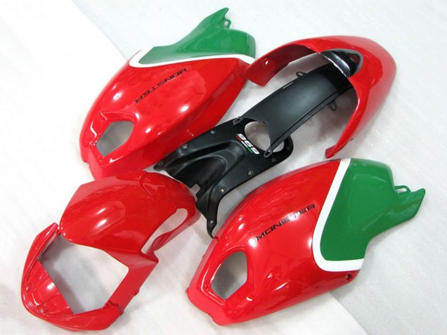 Descuento Carenados Moto Ducati Monster 696 2008-2012 - Rojo Blanco Verde