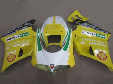 Descuento Carenados Moto Ducati 748 1993-2005 - Amarillo Blanco Verde Shell Info Strrda