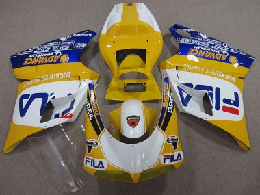 Descuento Carenados Moto Ducati 748 1993-2005 - Amarillo Blanco Azul Fila