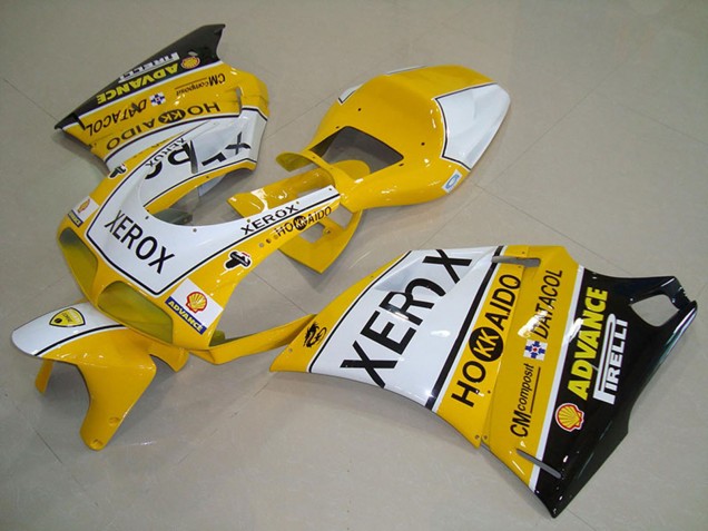 Descuento Carenados Moto Ducati 748 916 996 996S 1993-2005 - Blanco Amarillo Negro Brillante Xerox