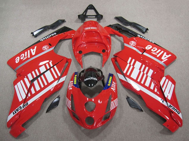 Descuento Carenados Moto Ducati 749 999 2005-2006 - Rojo Blanco Negro Brillante Alice Sandisk