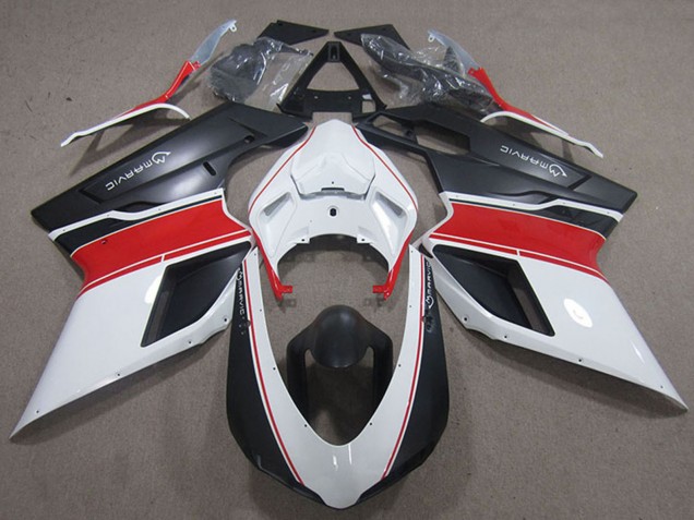 Descuento Carenados Moto Ducati 848 1098 1198 2007-2014 - Blanco Rojo Negro Mate Marvic