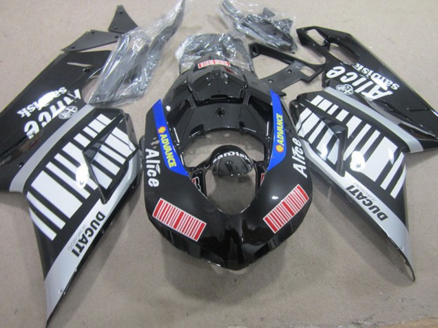 Descuento Carenados Moto Ducati 848 1098 1198 2007-2014 - Plata Rojo Azul Negro Brillante Alice