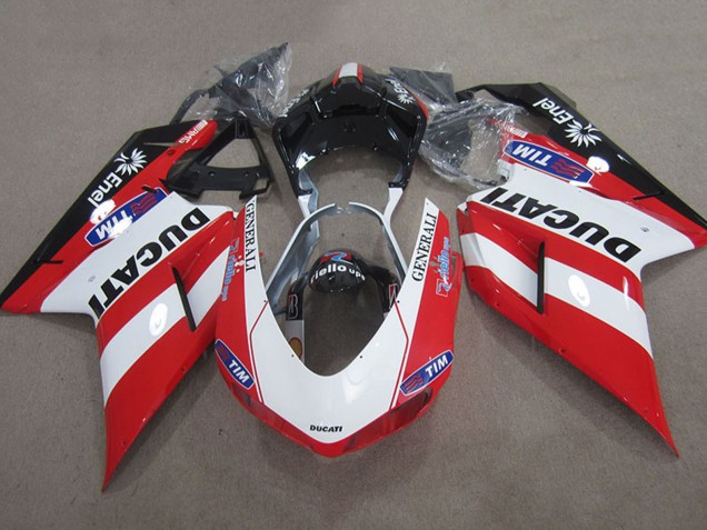Descuento Carenados Moto Ducati 1098 2007-2014 - Rojo Blanco Negro Generali Tim
