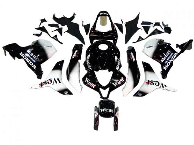 Descuento Carenados Moto Honda CBR600RR 2009-2012 - Negro Brillante Blanco West