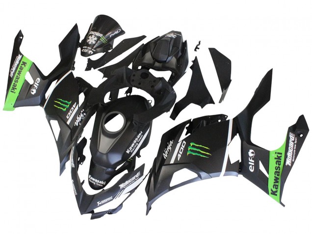 Descuento Carenados Moto Kawasaki EX400 2018-2024 - Negro Mate Verde Monstruo Showr Nieve
