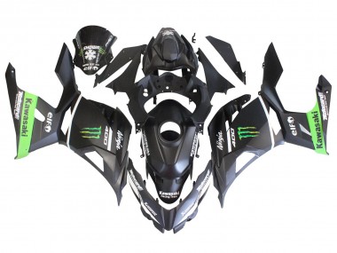 Descuento Carenados Moto Kawasaki EX400 2018-2024 - Negro Mate Verde Monstruo Showr Nieve