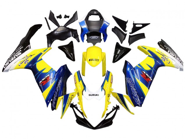 Descuento Carenados Moto Suzuki GSXR 600/750 2011-2024 - Amarillo Azul Blanco Negro Corona Extra Alstare