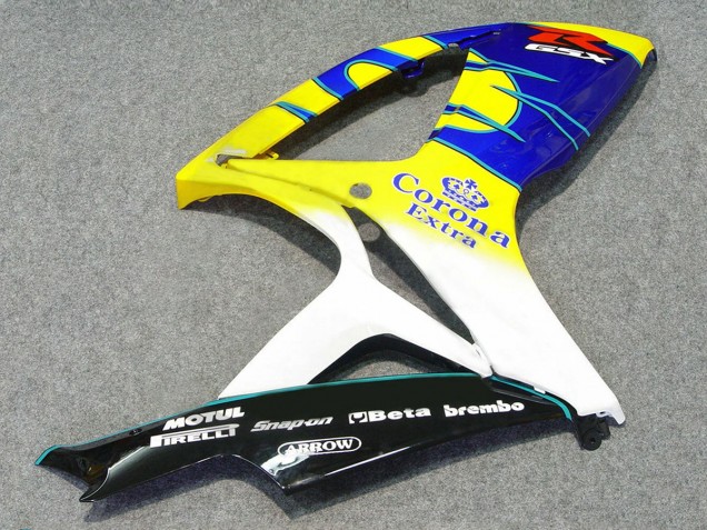 Descuento Carenados Moto Suzuki GSXR 600/750 2006-2007 - Blanco Azul Amarillo Corona Alstare