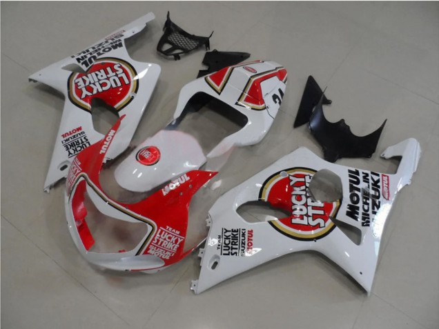 Descuento Carenados Moto Suzuki GSXR 1000 2000-2002 - Blanco Rojo Lucky Strike