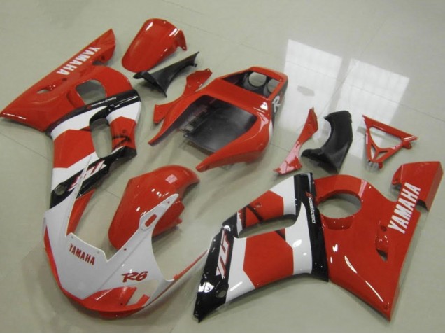Descuento Carenados Moto Yamaha YZF R6 1998-2002 - Rojo Blanco Negro Brillante