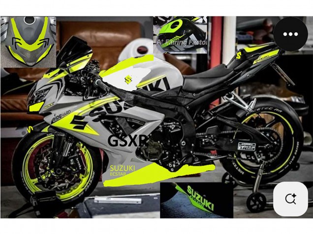 Descuento Carenados Moto Suzuki GSXR 750 2004-2005 - Gris Lemon Verde Negro