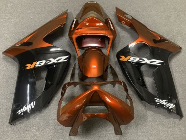 Naranja Brillante & Negro 03-04 ZX6R Carenado