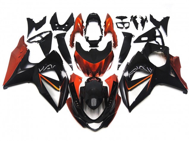 Naranja & Negro Personalizados Con Incrustaciones Plateadas 09-16 GSXR 1000 Carenado Naranja & Negro Personalizados Con Incrustaciones Plateadas 09-16 GSXR 1000 Carenado