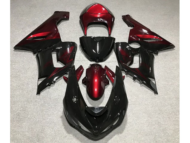 Negro Brillante & Rojo Intenso 05-06 ZX6R Carenado