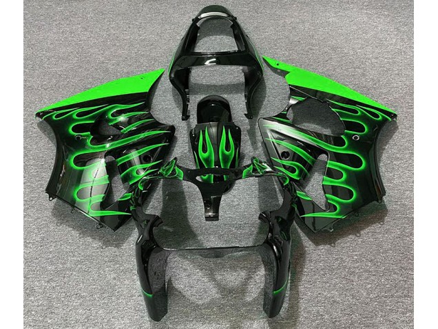Negro Brillante & Verde Llama 00-02 ZX6R Carenado Negro Brillante & Verde Llama 00-02 ZX6R Carenado