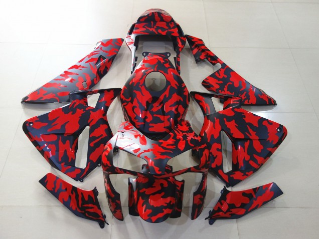 Negro Mate & Rojo Camuflaje 03-04 CBR600RR Carenado Negro Mate & Rojo Camuflaje 03-04 CBR600RR Carenado