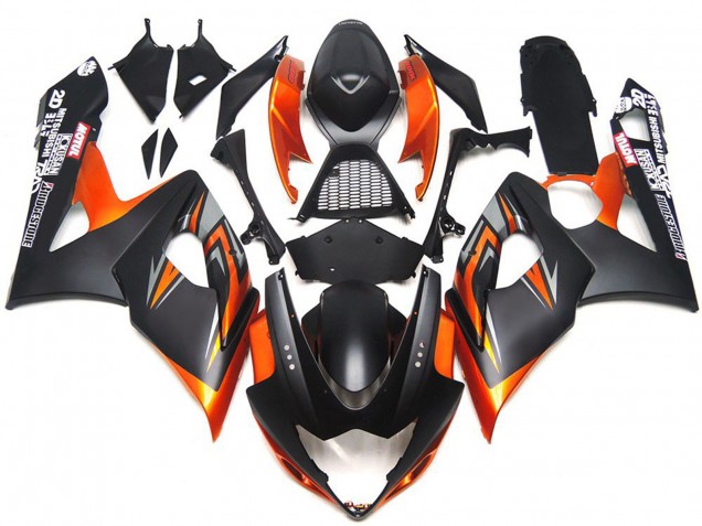 Negro & Naranja Mate & Brillante Personalizados 05-06 GSXR 1000 Carenado Negro & Naranja Mate & Brillante Personalizados 05-06 GSXR 1000 Carenado
