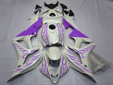 Púrpura Llama Sobre Blanco 07-08 CBR600RR Carenado