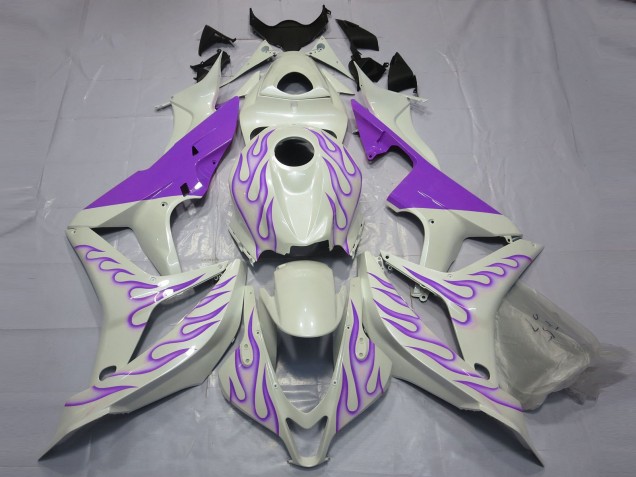 Púrpura Llama Sobre Blanco 07-08 CBR600RR Carenado