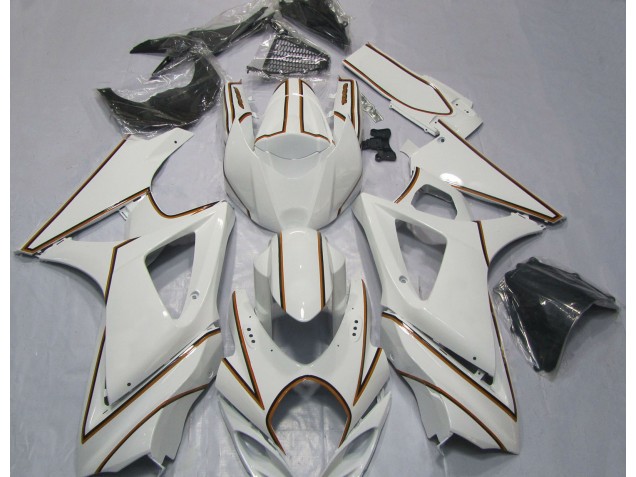 Raya Pin Naranja Blanco Brillante 07-08 GSXR 1000 Carenado Raya Pin Naranja Blanco Brillante 07-08 GSXR 1000 Carenado