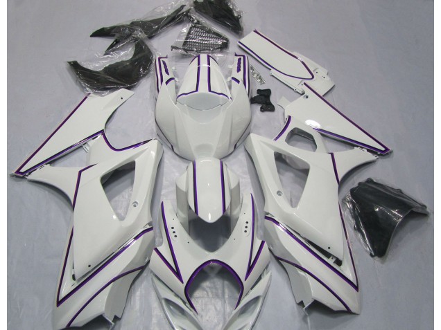 Raya Pin Púrpura Blanco Brillante 07-08 GSXR 1000 Carenado Raya Pin Púrpura Blanco Brillante 07-08 GSXR 1000 Carenado