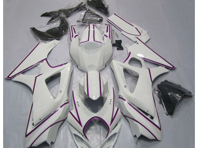 Raya Pin Rosa Blanco Brillante 07-08 GSXR 1000 Carenado Raya Pin Rosa Blanco Brillante 07-08 GSXR 1000 Carenado