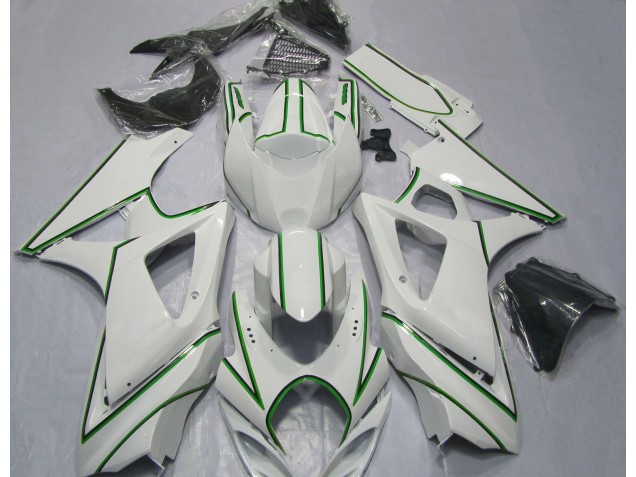 Raya Pin Verde Blanco Brillante 07-08 GSXR 1000 Carenado Raya Pin Verde Blanco Brillante 07-08 GSXR 1000 Carenado