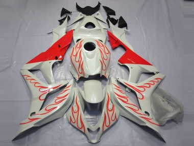 Rojo Llama Sobre Blanco 07-08 CBR600RR Carenado