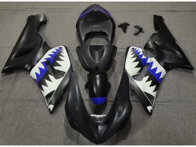 Tiburón Negro Mate & Azul 05-06 ZX6R Carenado