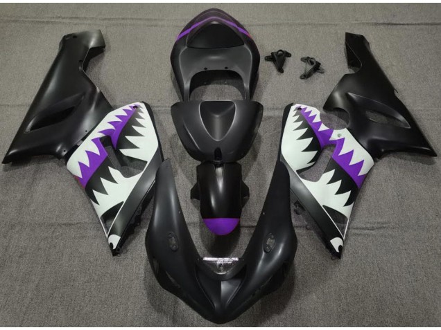 Tiburón Negro Mate & Morado 05-06 ZX6R Carenado Tiburón Negro Mate & Morado 05-06 ZX6R Carenado