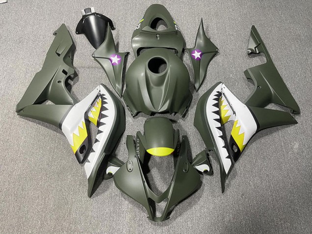 Tiburón Verde Mate & Amarillo 07-08 CBR600RR Carenado
