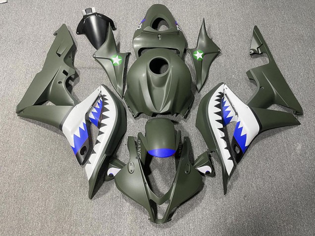 Tiburón Verde Mate & Azul 07-08 CBR600RR Carenado Tiburón Verde Mate & Azul 07-08 CBR600RR Carenado