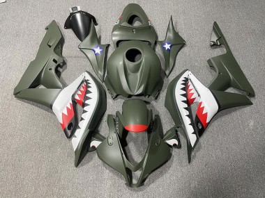 Tiburón Verde Mate & Rojo 07-08 CBR600RR Carenado