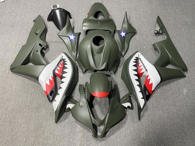 Tiburón Verde Mate & Rojo 07-08 CBR600RR Carenado